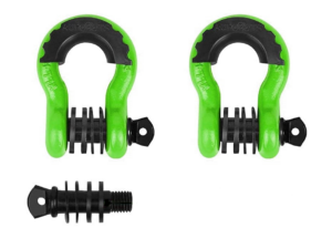 off road shackle with isolator green