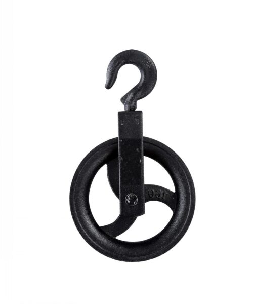 CAST IRON PULLEY BLOCK black with forged hook